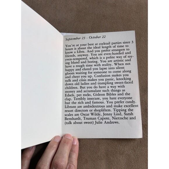 LIBRA Zodiac Astrological occasions Richard P Matson satire Greeting Card 1978 - Picture 3 of 3